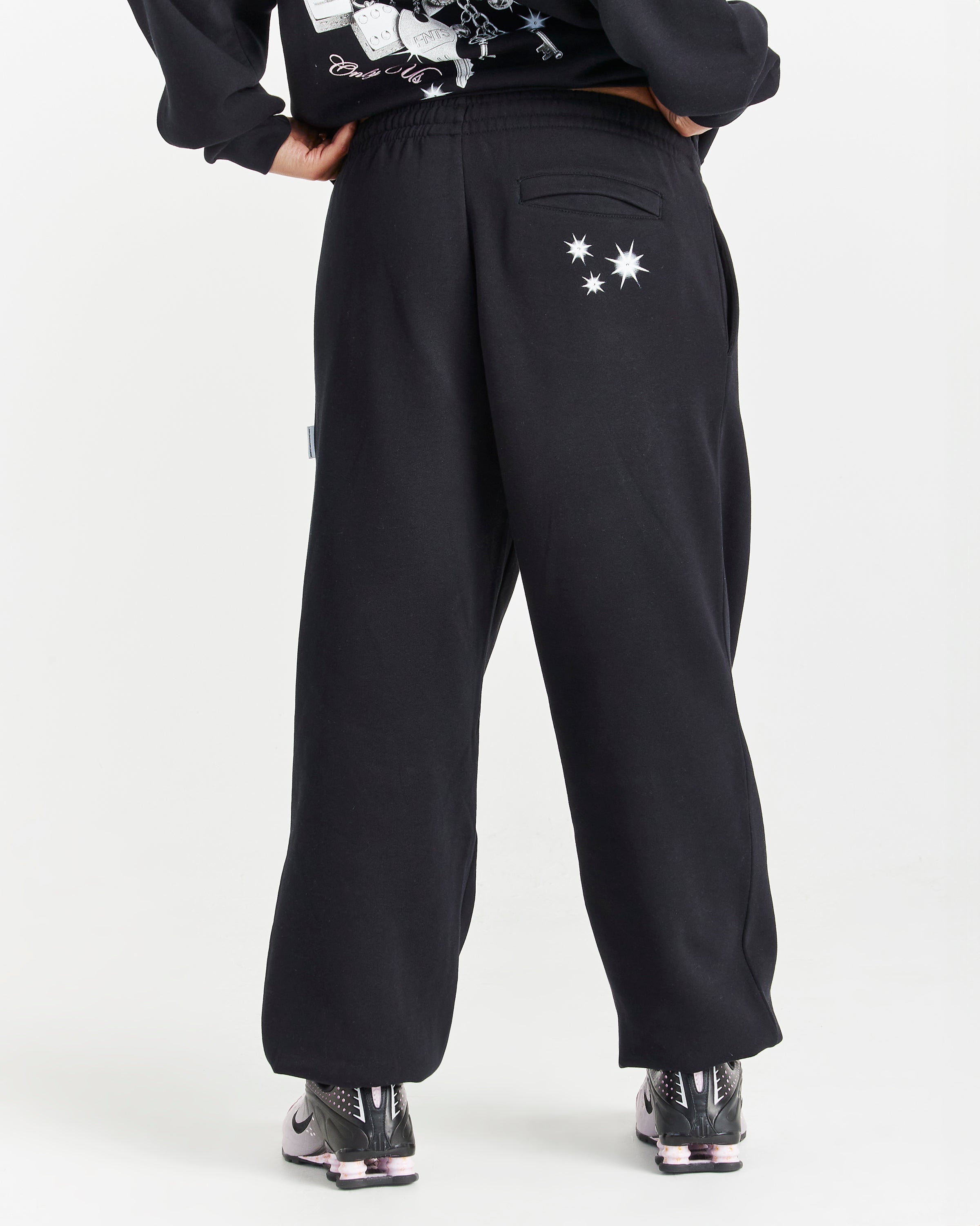 Lyra Oversized Joggers - Black/Rhinestone/Pink